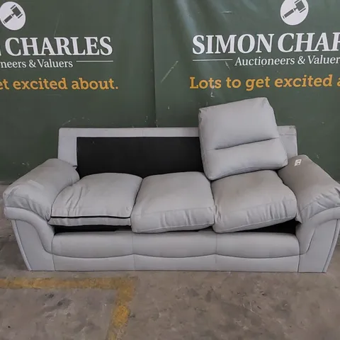 DESIGNER 3 SEATER LEATHER SOFA - MISSING CUSHIONS