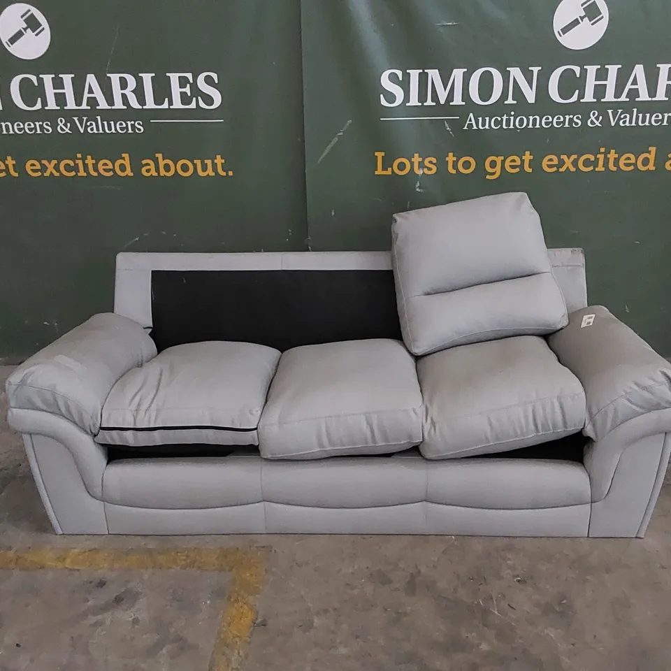 DESIGNER 3 SEATER LEATHER SOFA - MISSING CUSHIONS 