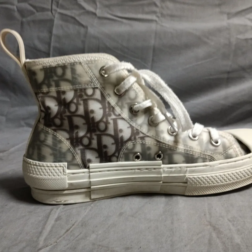 DIOR HIGH-TOP TRAINERS IN MONOGRAM CANVAS - 38