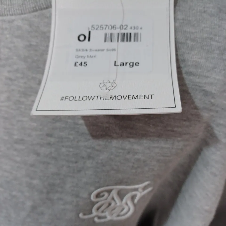 SIK SILK SWEATER IN GREY MARL - LARGE