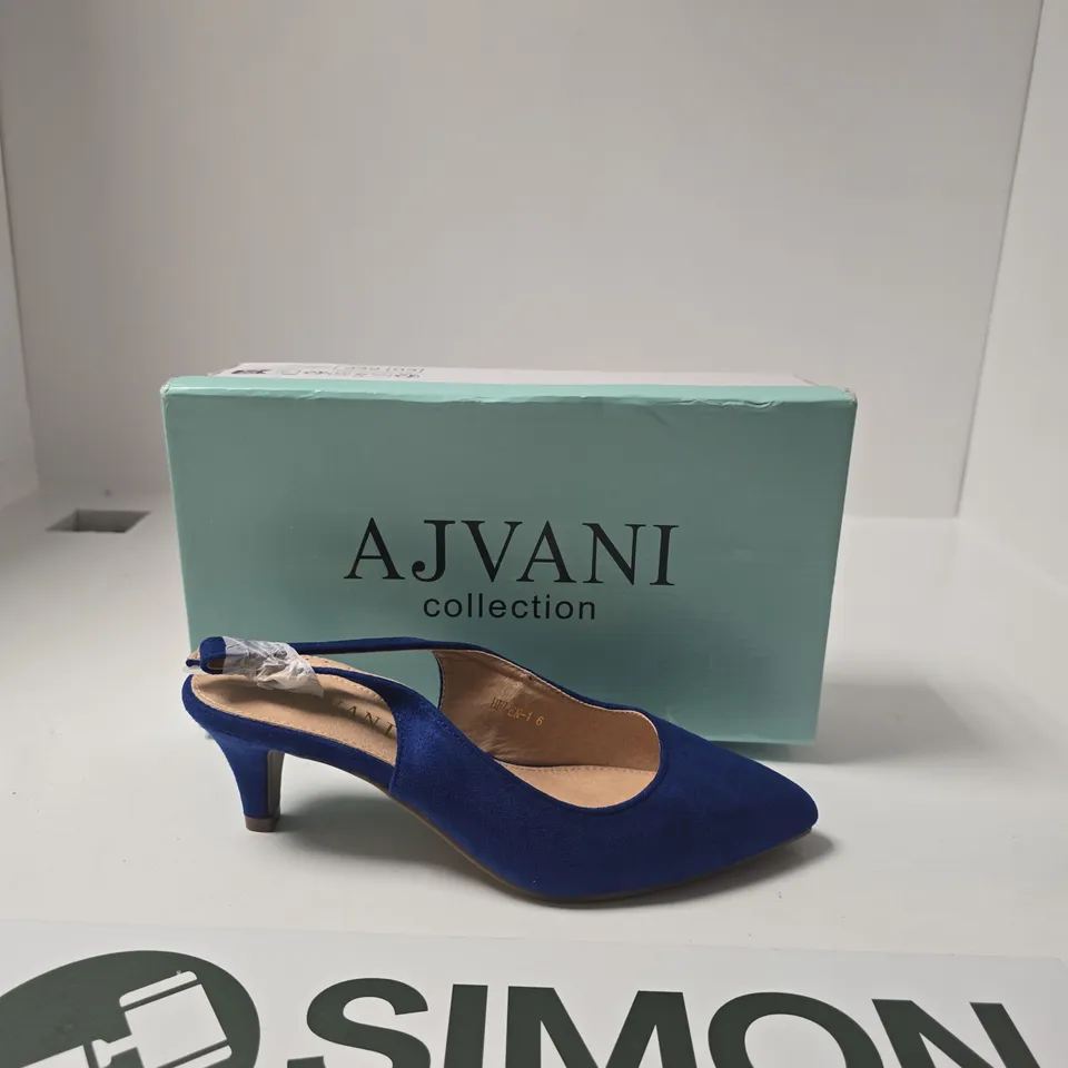 AJVANI COLLECTION BLUE SUEDE SLINGBACK HEEL – BOXED SIZE 6