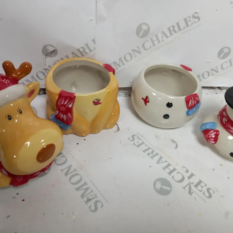 BOXED TEMP-TATIONS 180Z CHRISTMAS JAR REINDEER & SNOWMAN