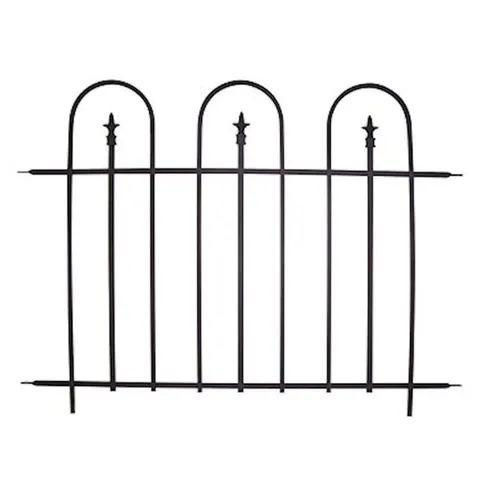 BOXED PANACEA TRIPLE ARCH FINIAL FENCE SECTION - BLACK