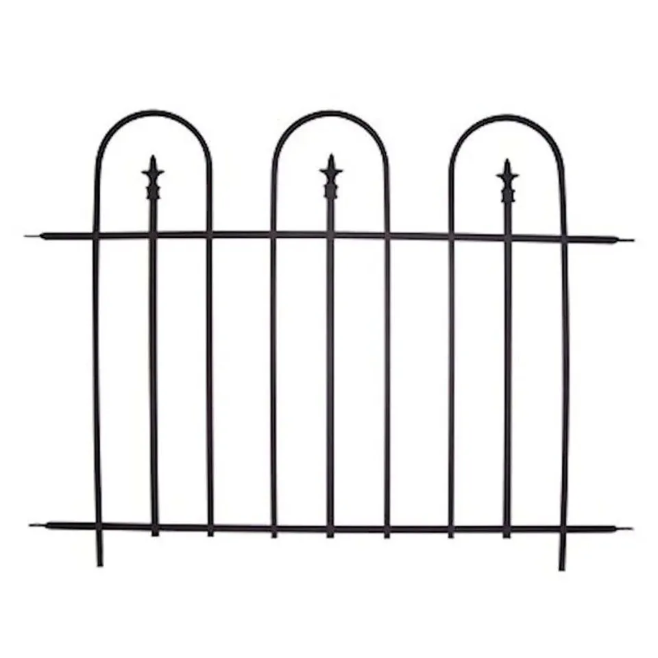 BOXED PANACEA TRIPLE ARCH FINIAL FENCE SECTION - BLACK