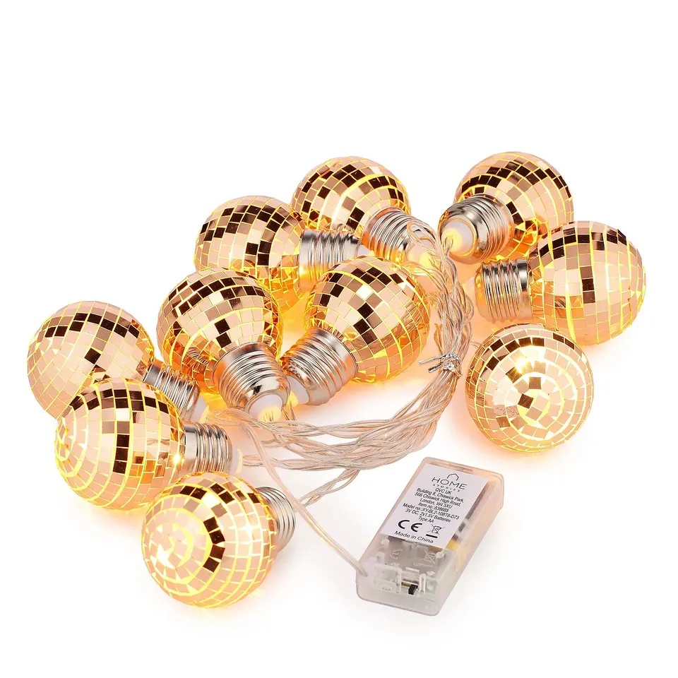 HOME STORIES SET OF 2 230CM DISCO BALL BATTERY OPERATED LIGHT STRANDS