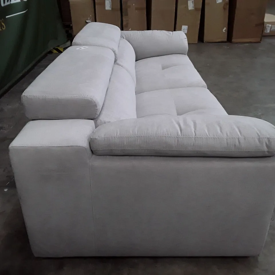 QUALITY DESIGNER 4 SEATER SOFA - LIGHT GREY FABRIC
