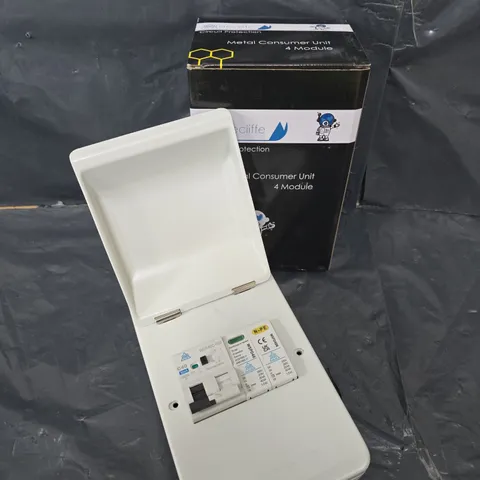 BOXED WHITECLIFFE METAL CONSUMER UNIT - 4 MODULE 