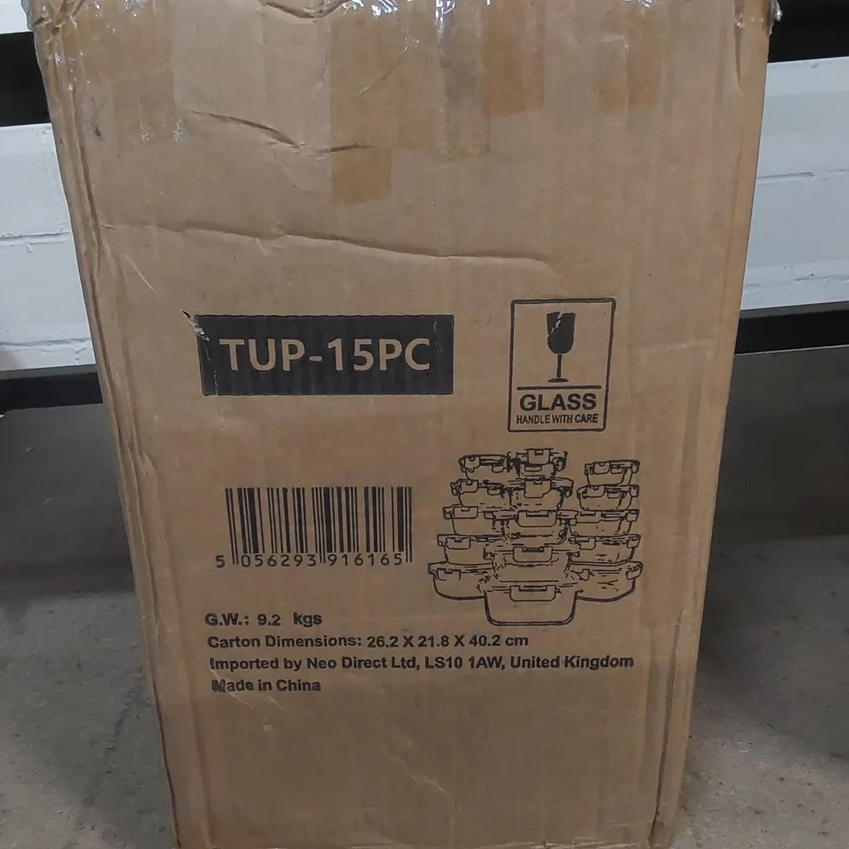 BOXED NEO 15PC GLASS TUPPERWARE SET 