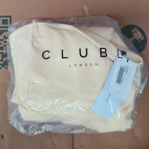 BAGGED CLUBL LONDON PALE LEMON HALTER-NECK MIDI DRESS SIZE UK 12