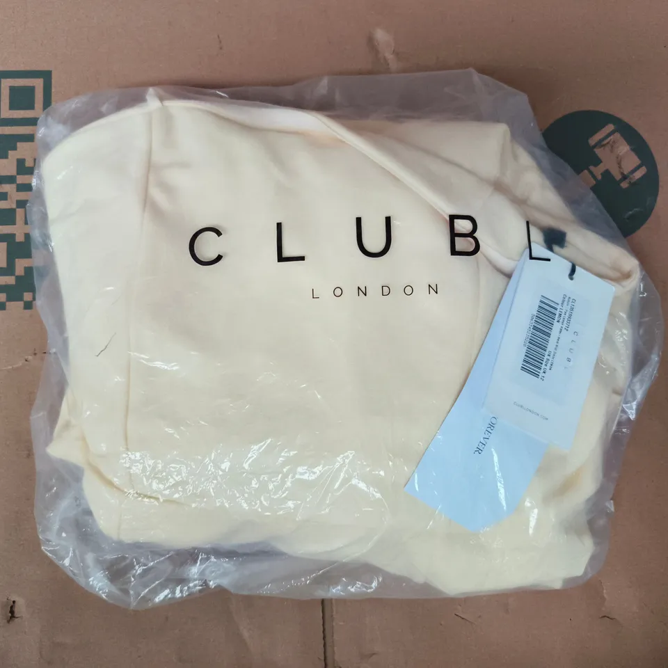 BAGGED CLUBL LONDON PALE LEMON HALTER-NECK MIDI DRESS SIZE UK 12