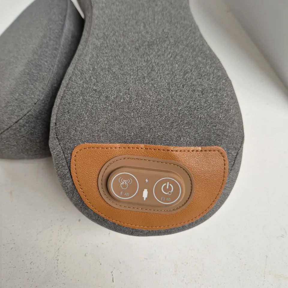 COSSEAL HEATED MASSAGE CUSHION, GREY FABRIC WITH ORANGE TRIM – DUAL CONTROL
