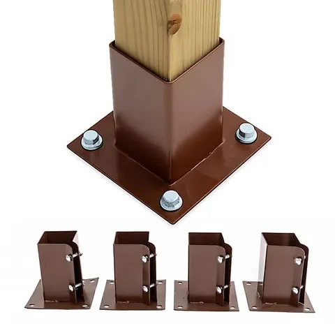 BOXED OYPLA 4X HEAVY DUTY BOLT DOWN FENCE POST SHOE GRIP HOLDER
