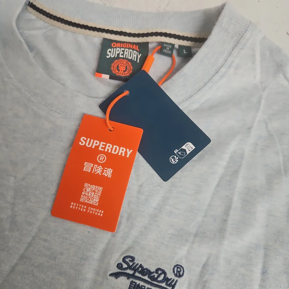 SUPERDRY CREW NECK T-SHIRT IN AQUA BLUE - L