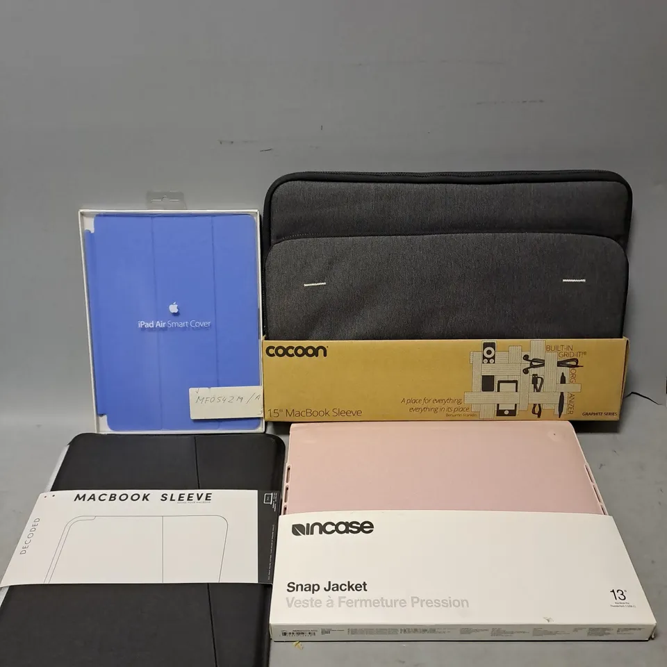 BOX OF APPROXIMATELY 8 ASSORTED ITEMS TO INCLUDE - COCOON 15 MACBOOK SLEEVE , IPAD AIR SMART COVER , MACBOOK SLEEVE ETC