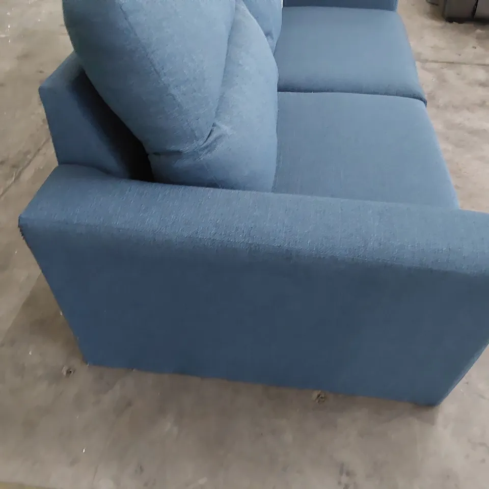 DESIGNER THREE SEATER SOFA BLUE FABRIC 