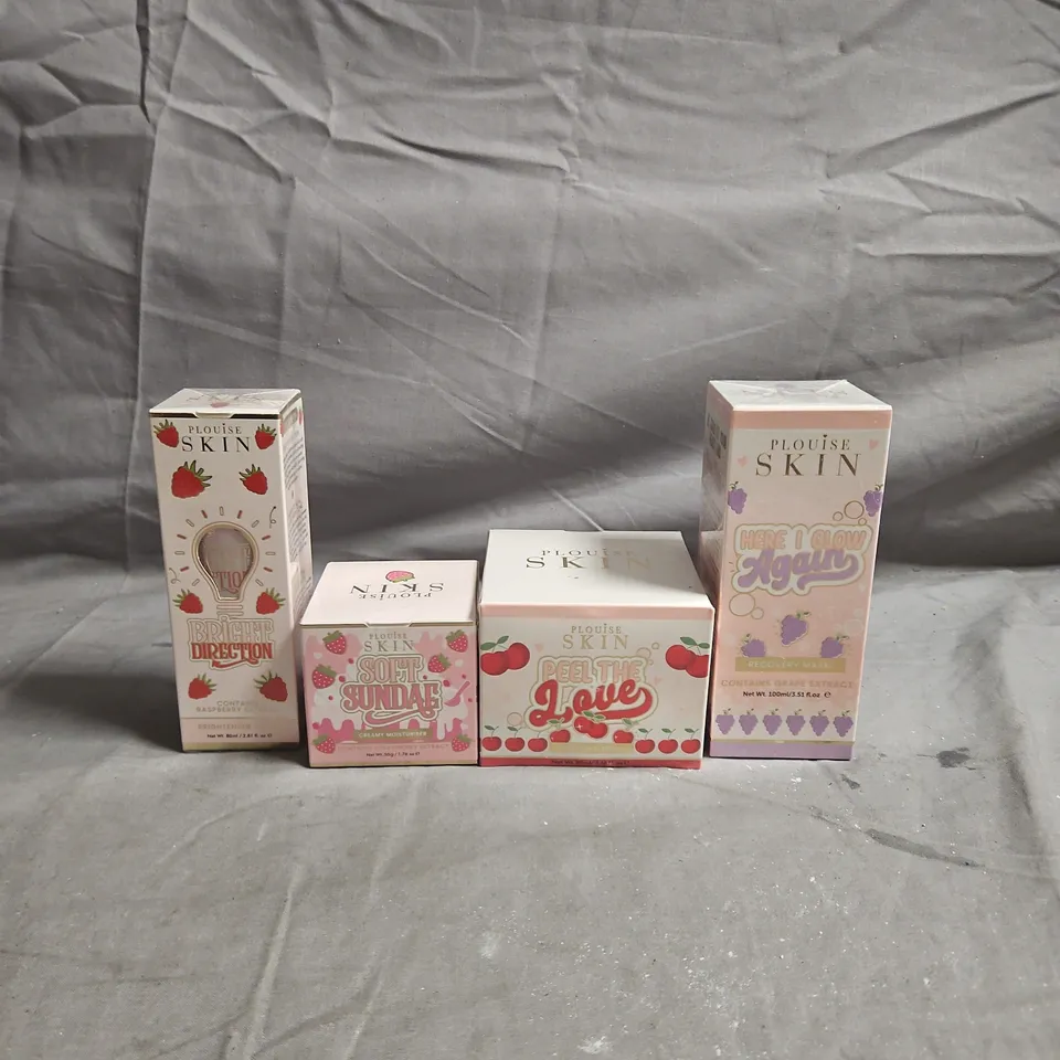 PLOUISE LOT OF 4 ASSORTED SEALED SKINCARE PRODUCTS TO INCLUDE - GRAPE RECOVERY MASK - PEEL OFF MASK - CREAMY MOISTURISER - ETC