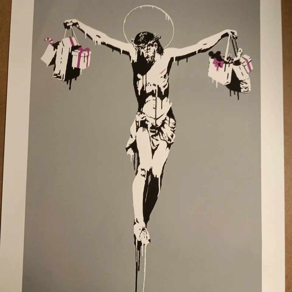 BANKSY CHRIST WITH SHOPPING BAGS ART PRINT - 247/500