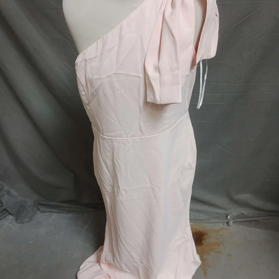 COAST BOW ONE SHOULDER PUDDLE BRIDESMAID MAXI DRESS IN BLUSH SIZE 12