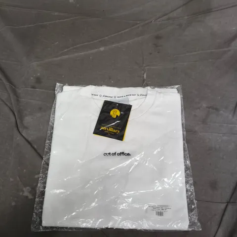 PERCIVAL OUT OF OFFICE OVERSIZED T-SHIRT – WHITE – EMBROIDERED ORGANIC COTTON – SIZE M