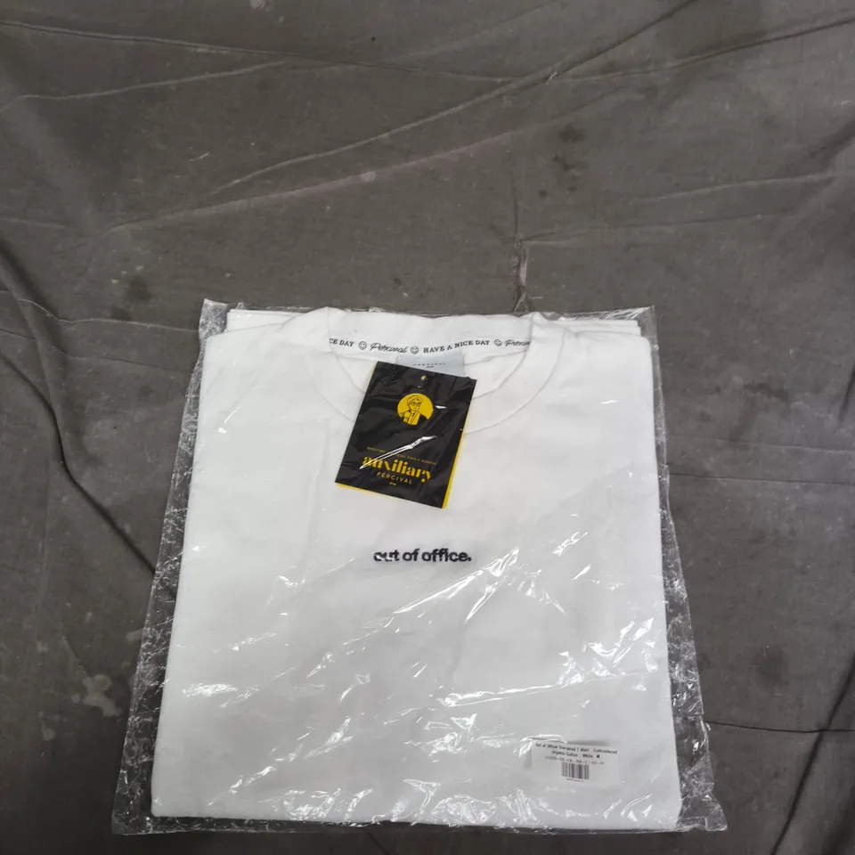 PERCIVAL OUT OF OFFICE OVERSIZED T-SHIRT – WHITE – EMBROIDERED ORGANIC COTTON – SIZE M