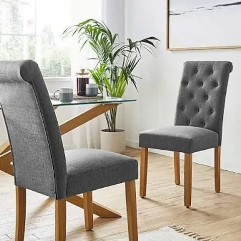 AVA BUTTON BACK DINING CHAIRS GREY XG342