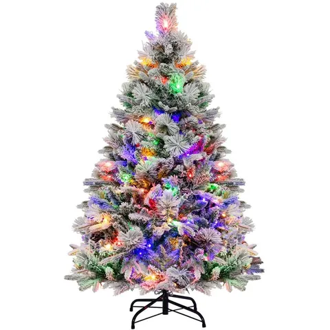 BOXED COSTWAY PRE LIT MULTICOLOUR PINE NEEDLES AND CONES LED ARTIFICIAL CHRISTMAS TREE 4.5FT