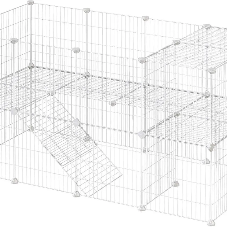 BOXED SONGMICS 2-FLOOR METAL PET PLAYPEN - WHITE 