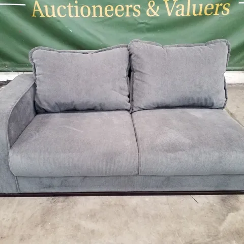 QUALITY DESIGNER 2 SEATER LHF SOFA PIECE - DARK GREY CORDUROY FABRIC