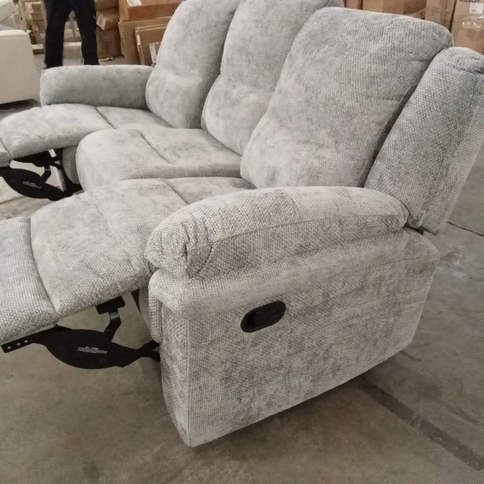 ALBION CHUNKY WEAVE 3 SEATER HIGH BACK MANUAL RECLINER SOFA - GREY RRP £679