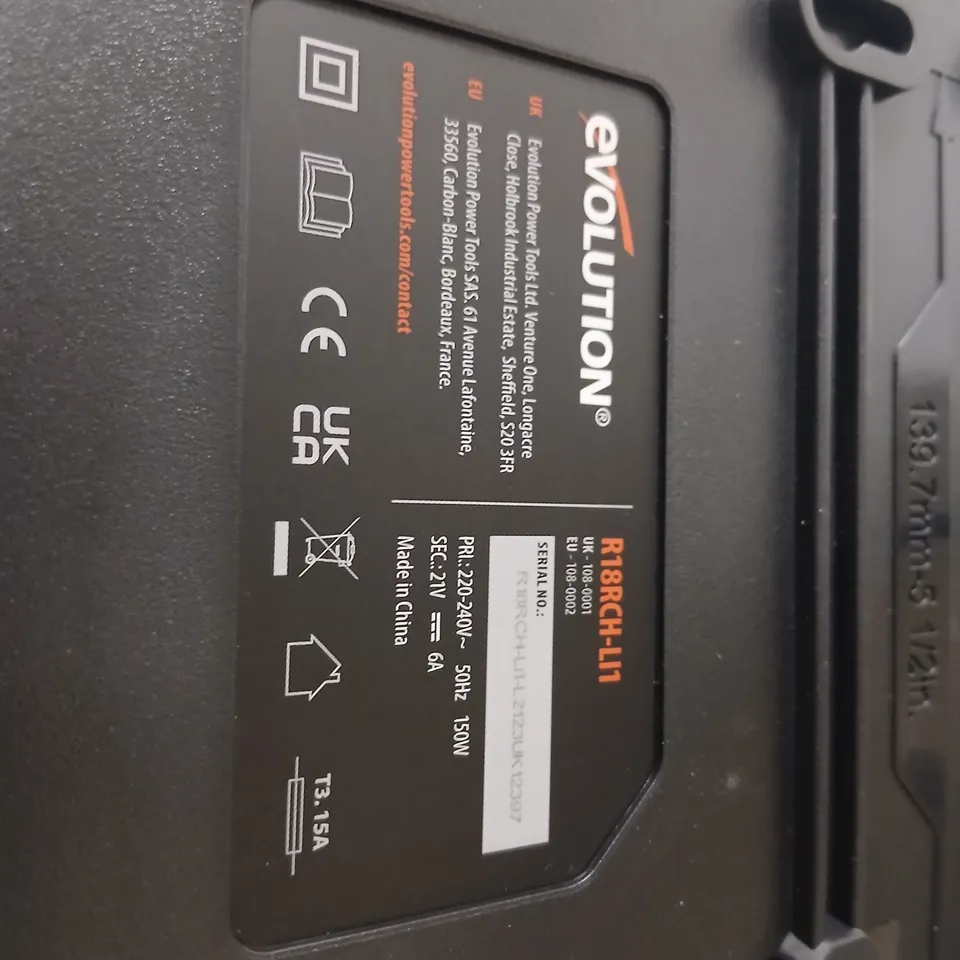 TEN BOXED EVOLUTION RAPID CHARGE BATTERY CHARGER FOR 18V LI‑ION BATTERIES (R18RCH-LI7) – BOXED