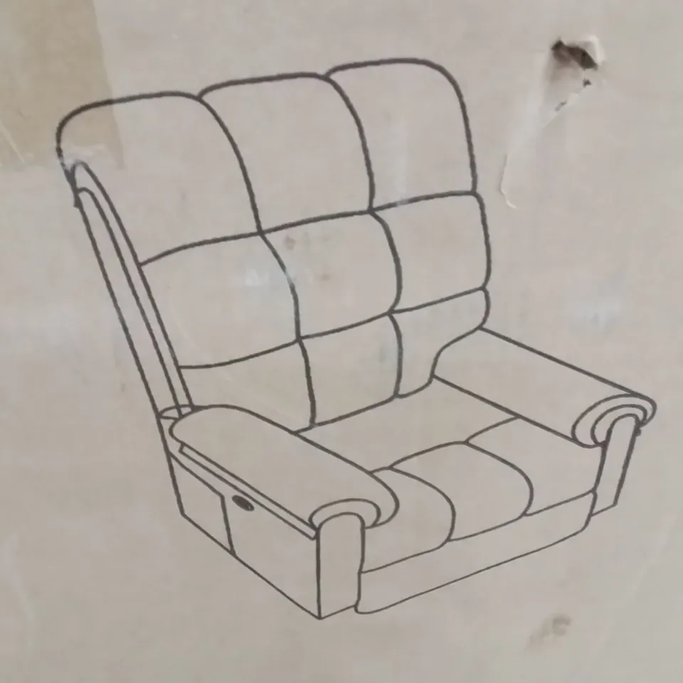BOXED BROWN FABRIC UPHOLSTERED ARM CHAIR