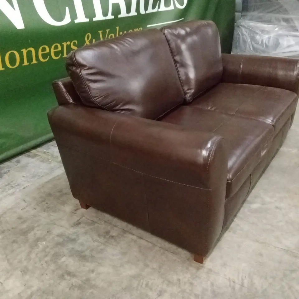 BAILEY 2 SEATER LEATHER SOFA BED - CHOCOLATE RRP £999
