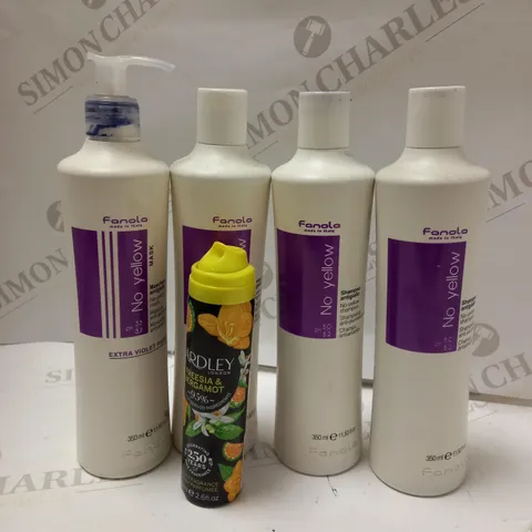 LOT OF 5 ITEMS INCLUDING 3 X FANOLA NO YELLOW SHAMPOO 350ML, 1 X FANOLA NO YELLOW MASK 350ML, 1 X YARDLEY FREESIA & BERGAMOT 75ML