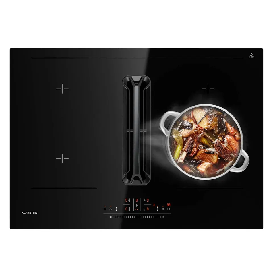 KLARSTEIN AIRJET 70CM 4 RING INDUCTION HOB WITH EXTRACTOR BLACK