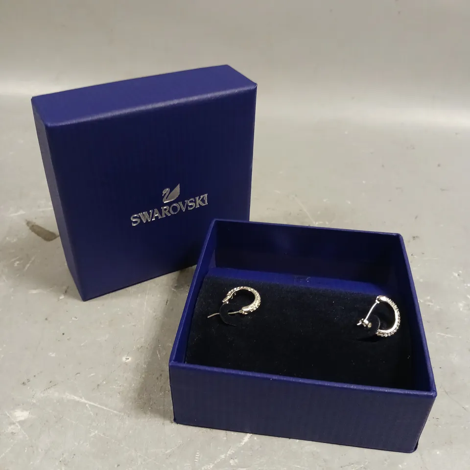 SWAROVSKI STONE ENCRUSTED HOOP EARRINGS 