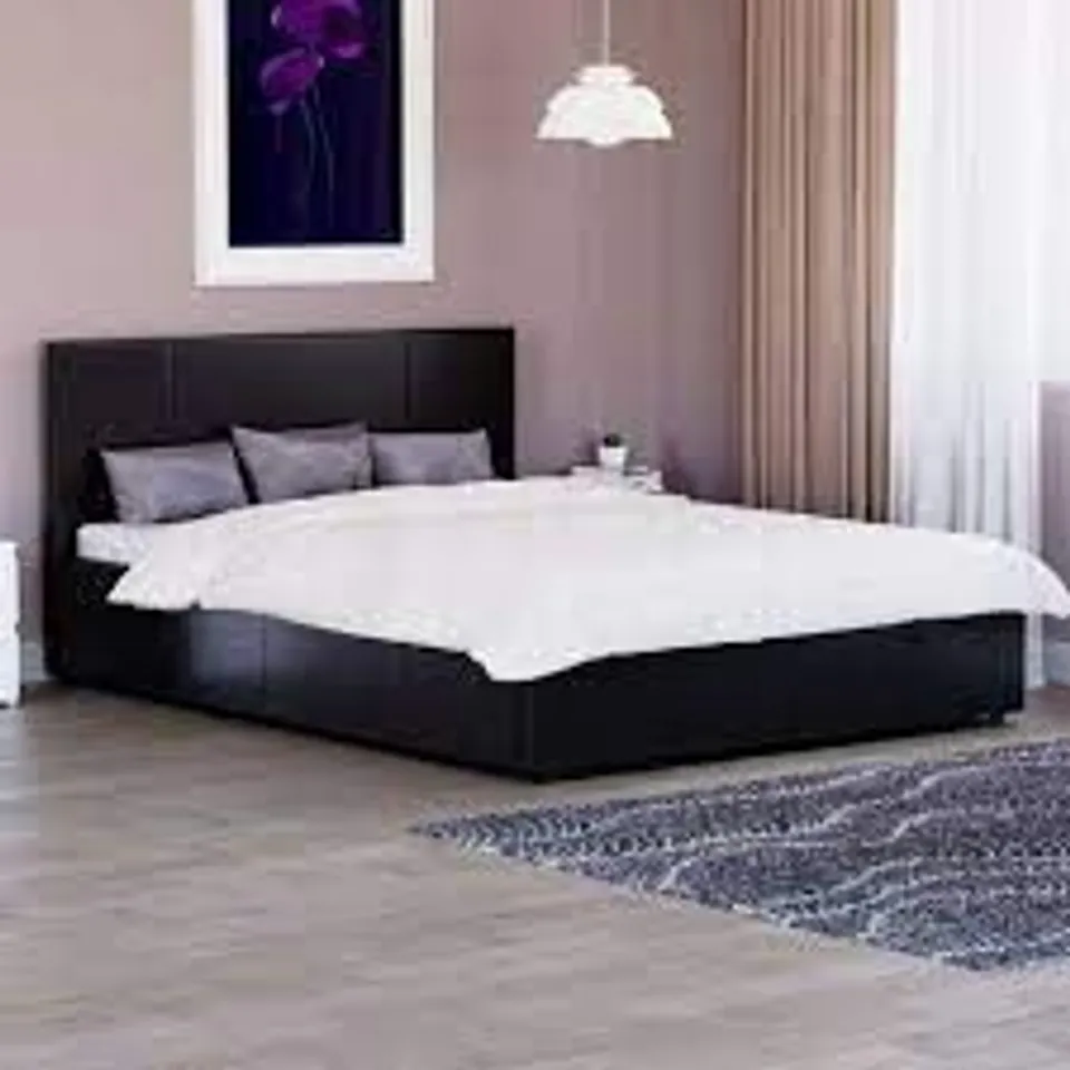 LISBON DOUBLE OTTOMAN BED IN BLACK - 3 BOXES