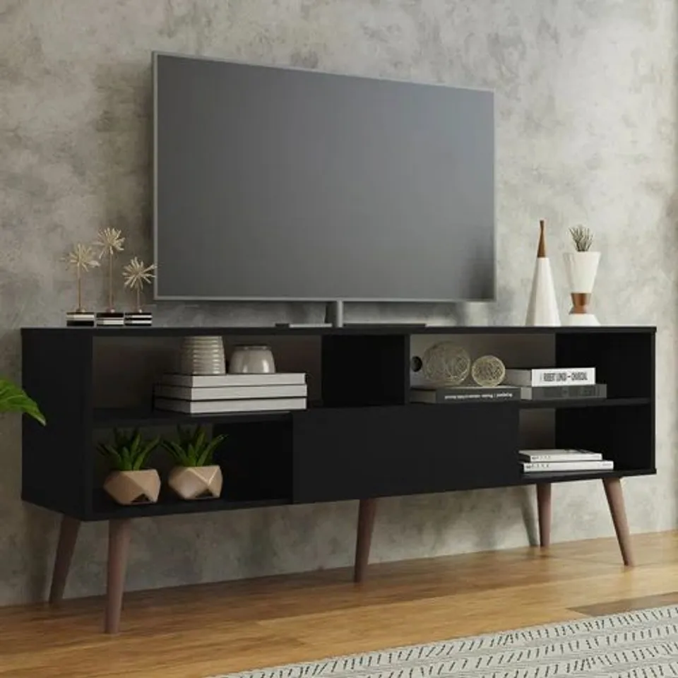 BOXED MADESA MODERN TV STAND WITH 1 DOOR AND 4 SHELVES FOR TVS UP TO 65" (1 BOX)