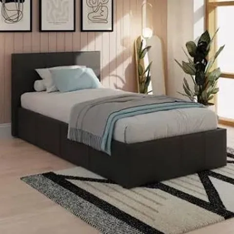 BOXED PORTO END LIFT UP STORAGE OTTOMAN SINGLE BED - DARK GREY (2 BOXES)
