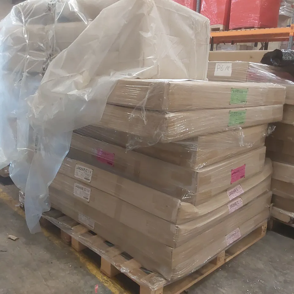 PALLET CONTAINING A VERY LARGE QUANTITY OF ASSORTED DESIGNER FURNITURE PARTS INCLUDING: BED PARTS, SOFA PARTS