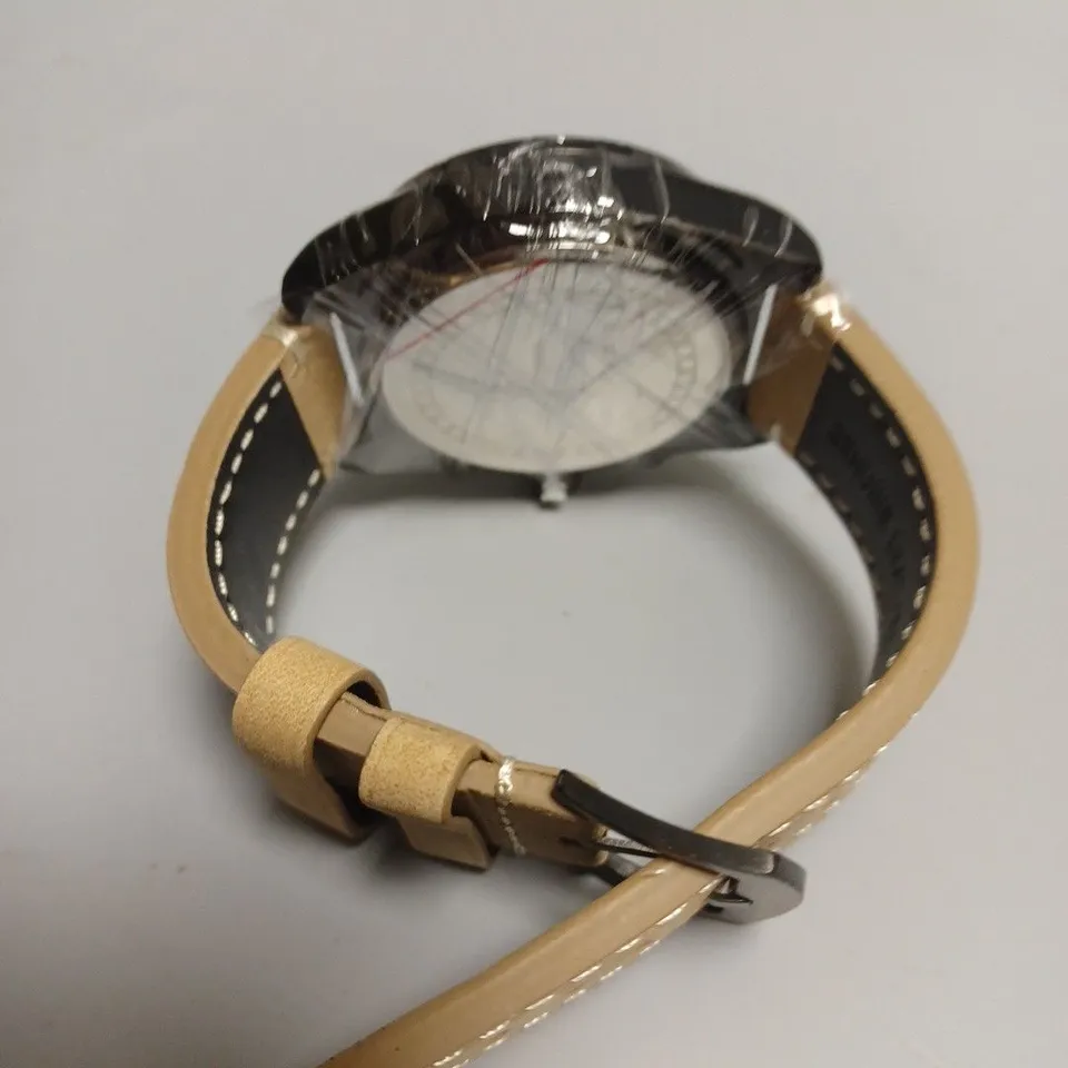 MENS LOUIS LACOMBE CHRONGRAPH WATCH – 3 SUB DIALS – BLACK CASE – LEATHER STRAP
