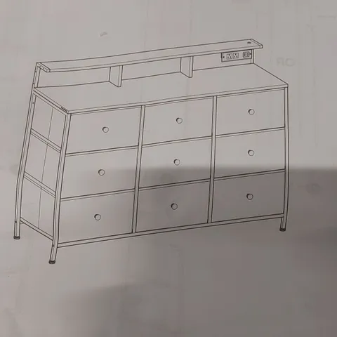 BOXED CHEST OF DRAWERS BEDROOM, STORAGE UNIT WITH 9 FABRIC DRAWERS 