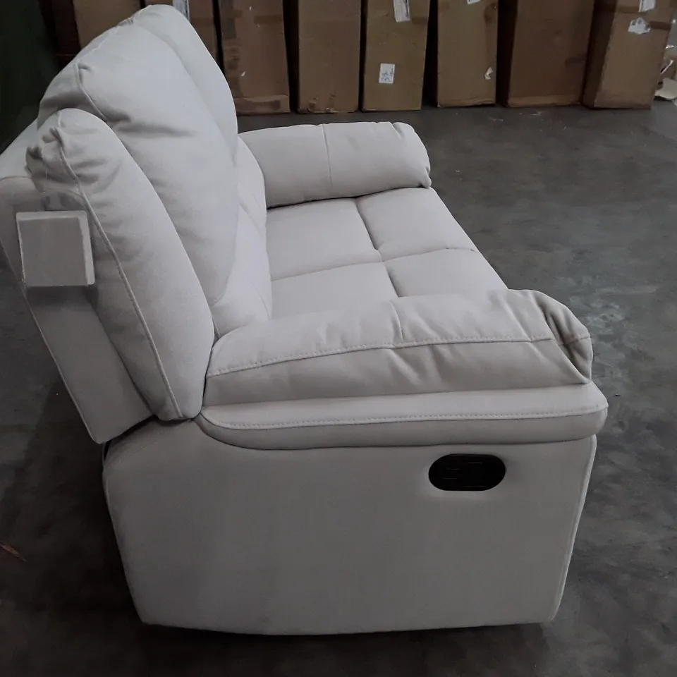 QUALITY DESIGNER RECLINING TWO SEATER SOFA - GREY FABRIC
