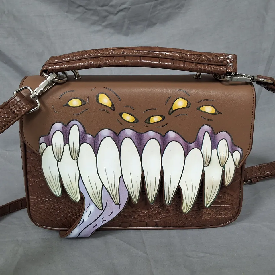KOI DUNGEONS AND DRAGONS TOOTH THEMED BROWN HANDBAG