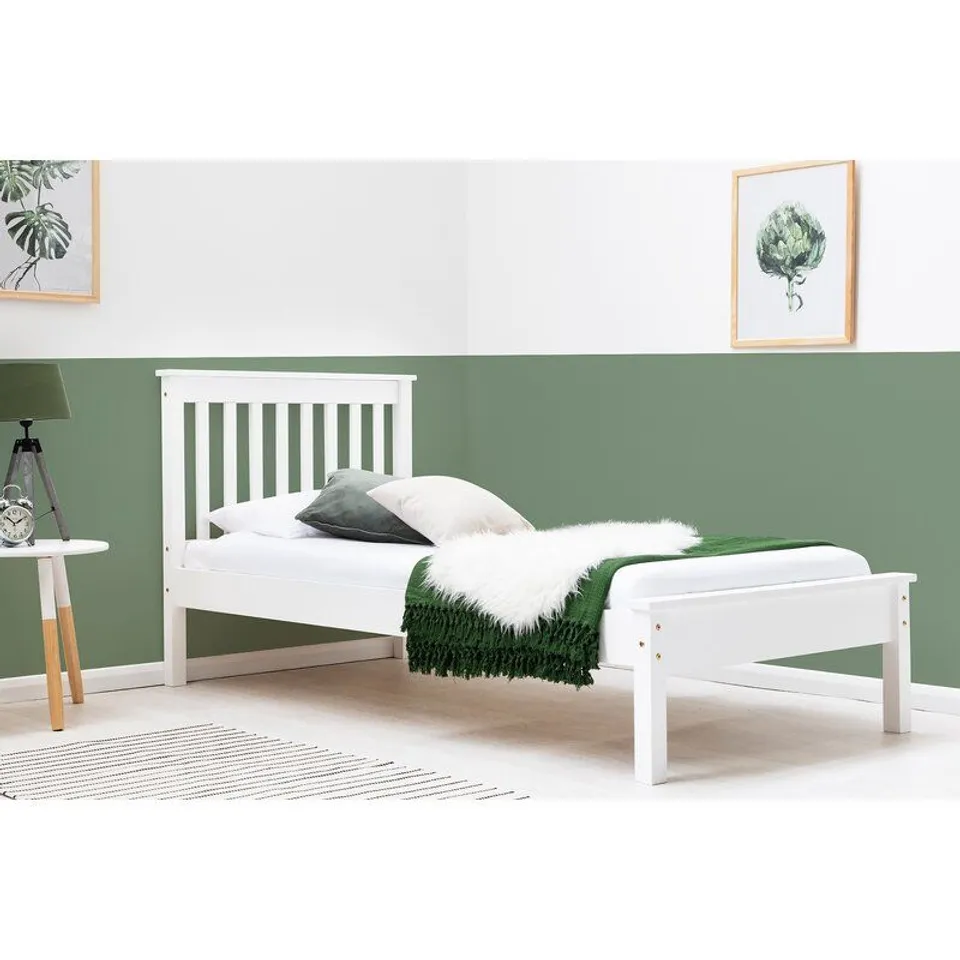 BOXED DEMENT SINGLE WHITE BED FRAME