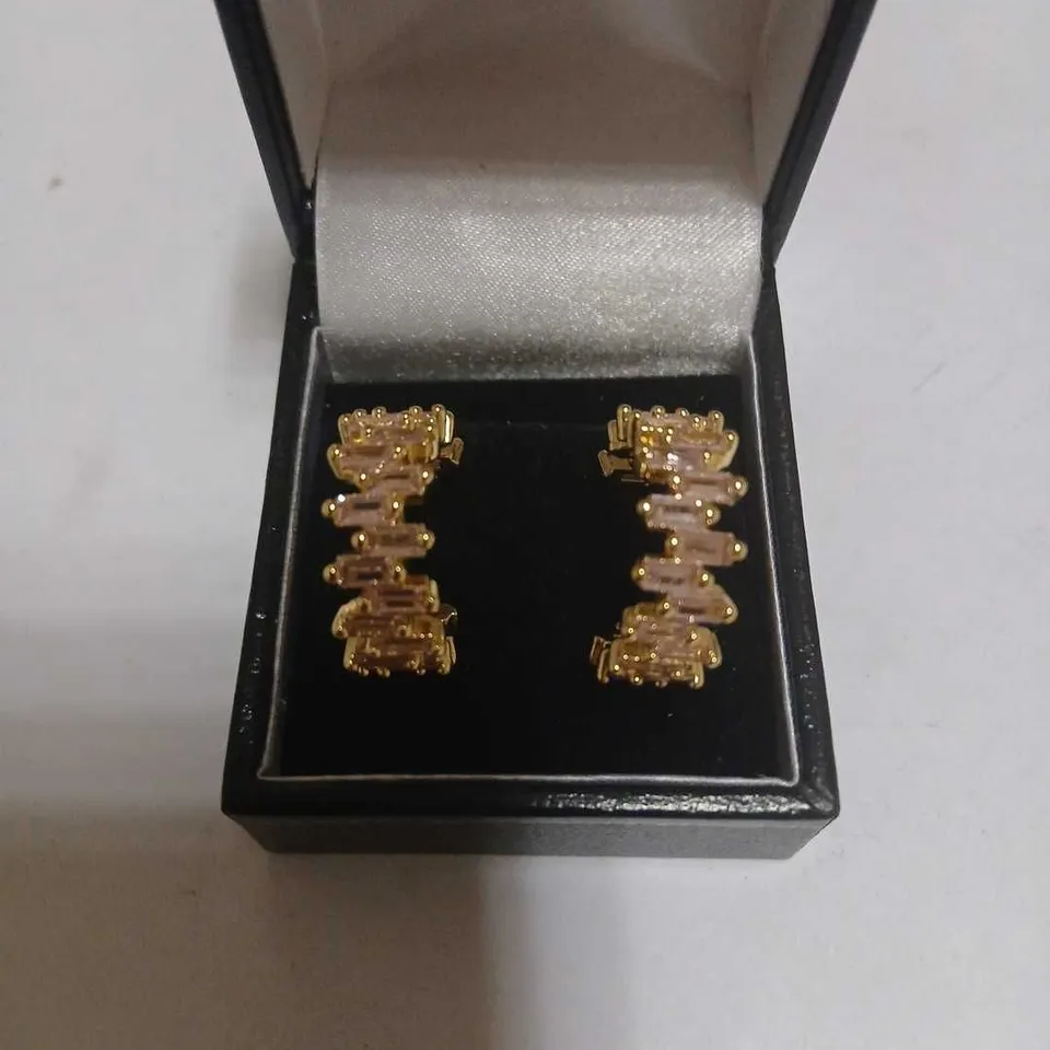 BUTLER & WILSON IRREGULAR BAGUETTE CRYSTAL HOOP EARRINGS