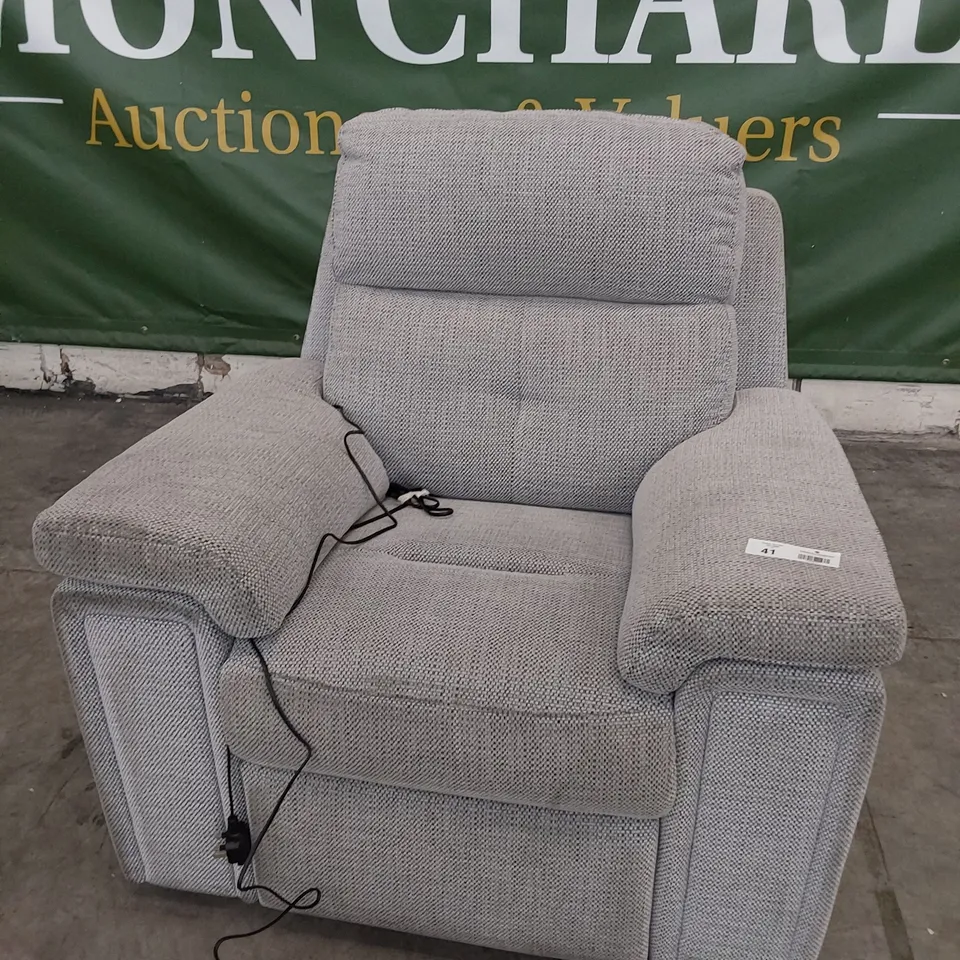QUALITY BRITISH DESIGNER G PLAN BURFORD POWER RECLINING EASY CHAIR LAGOON SLATE FABRIC 