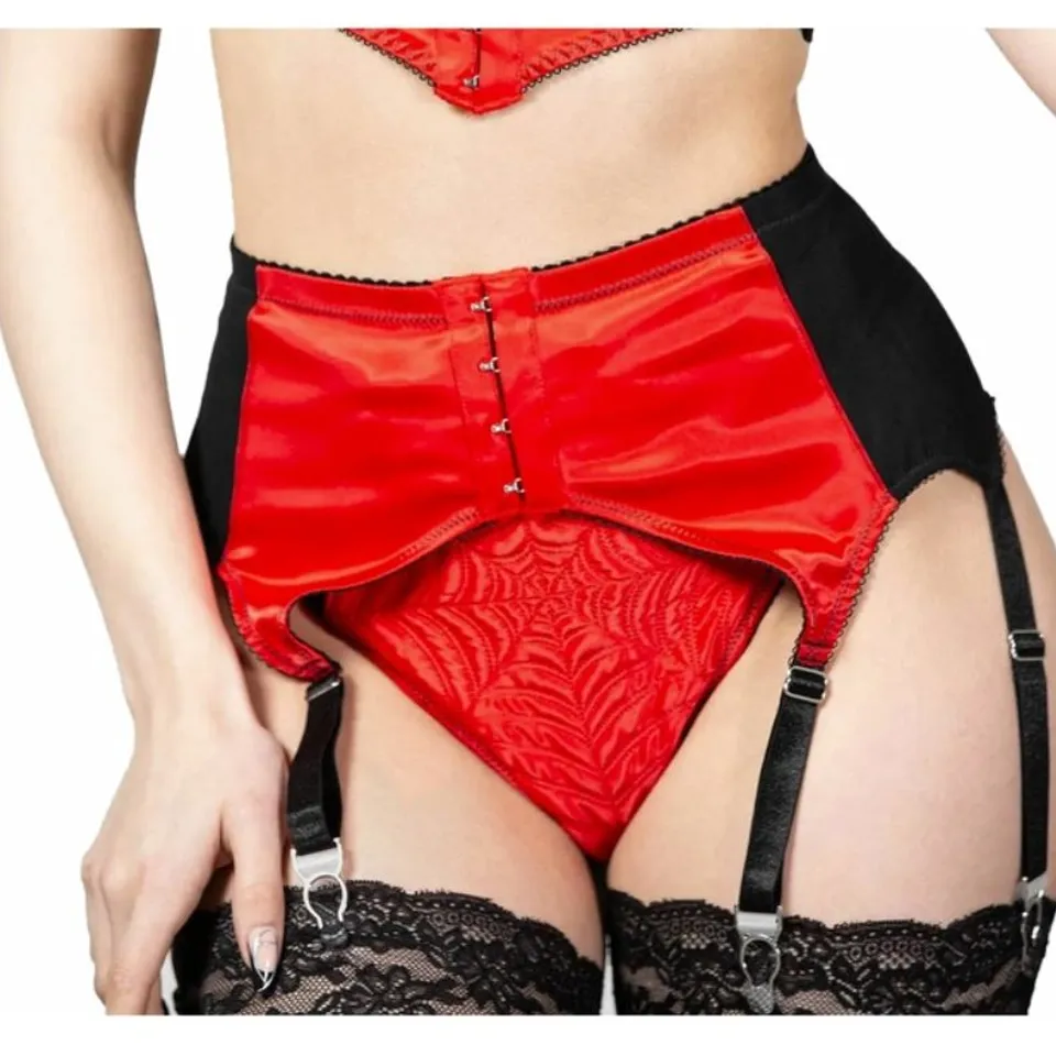 BRAND NEW KILLSTAR - SCARLET WEBUTANT GARTER - RED GARTER BELT SIZE M