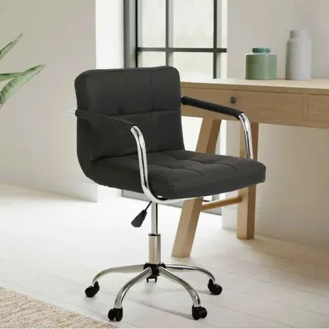 NEO BLACK CUSHIONED FAUX LEATHER OFFICE CHAIR WITH CHROME LEGS