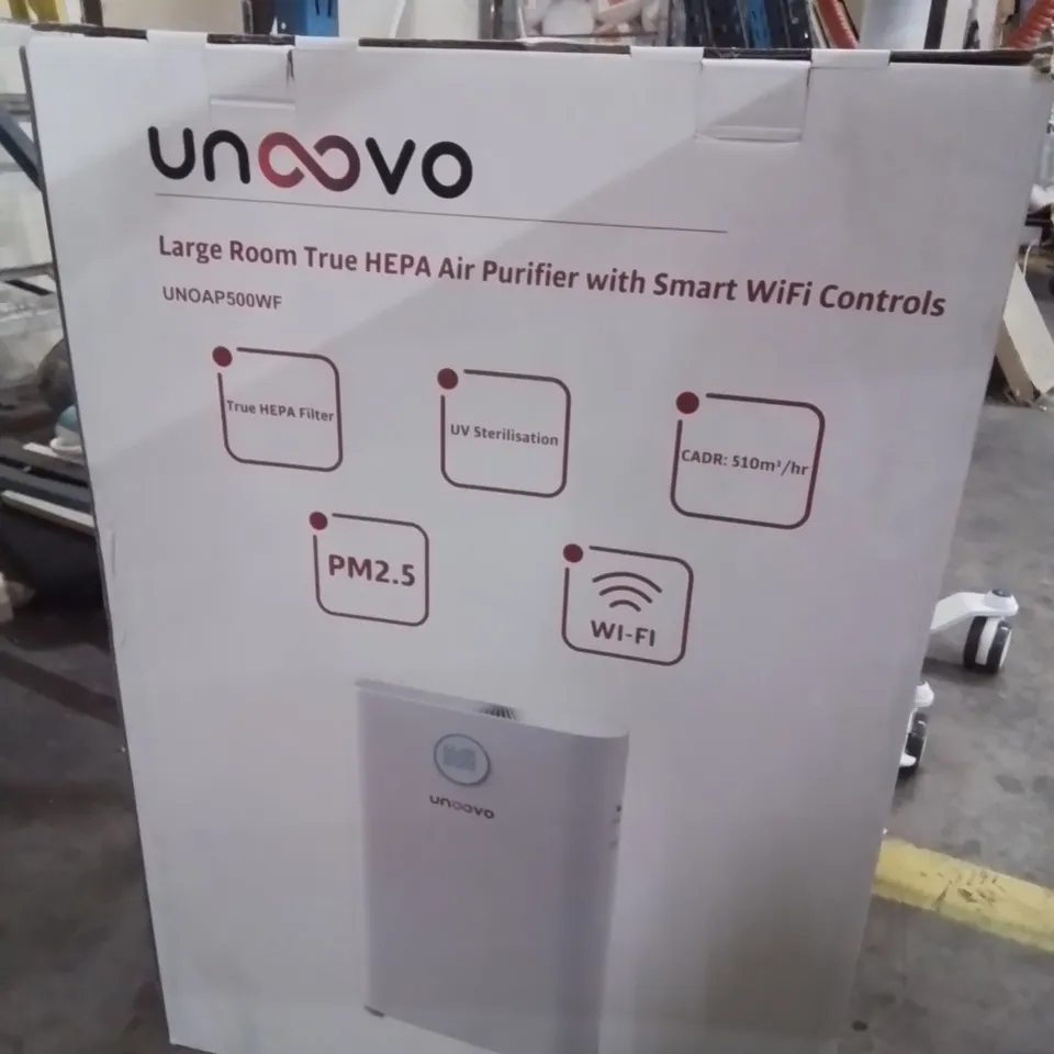BOXED UNOOVO LARGE ROOM TRUE HEPA AIR PURIFIER WITH SMART WIFI CONTROLS