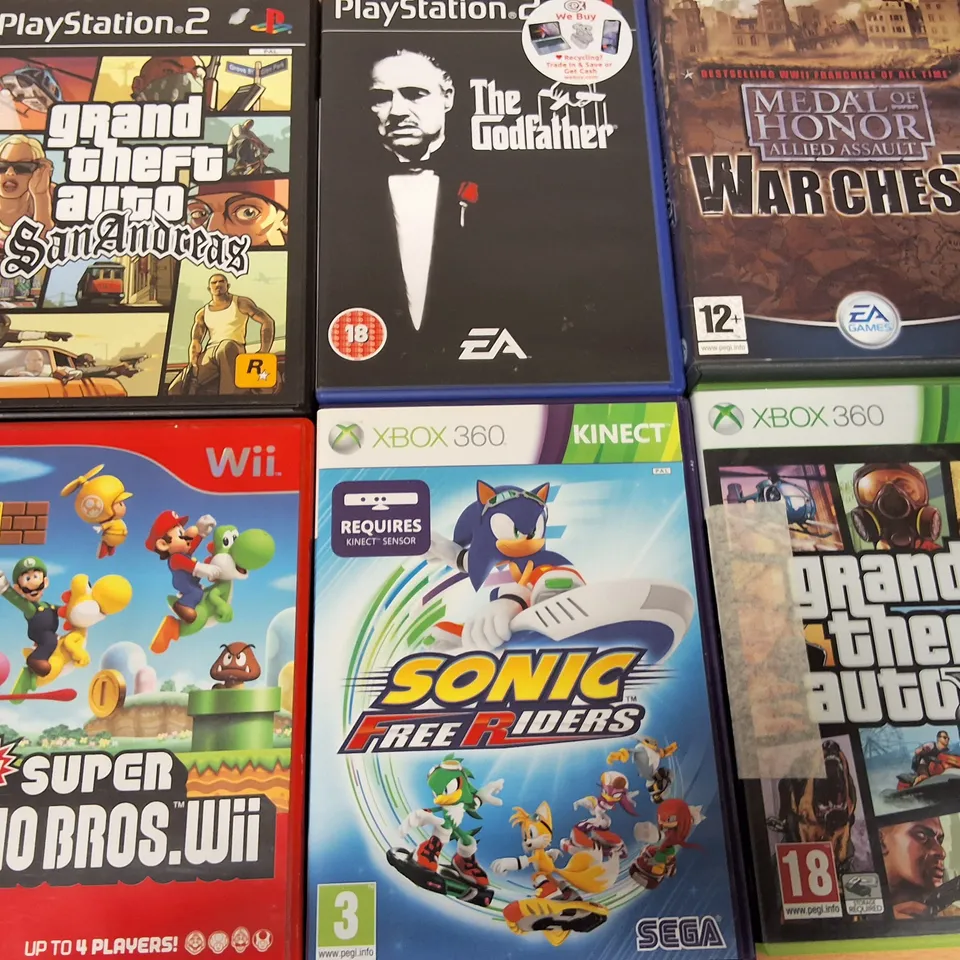 LOT OF 11 ASSORTED COMPUTERS GAMES TO INCLUDE GRAND THEFT AUTO FOR PS2, SONIC FOR XBOX 360 AND TOY STORY RACER FOR PS1